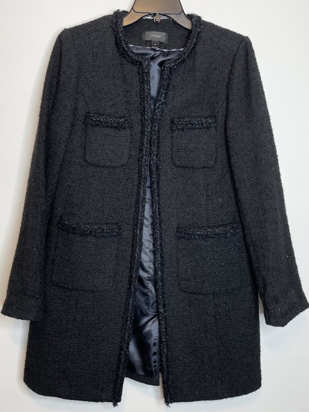 J. Crew Tweed Lady Coat Embellished Black Metallic Size 10